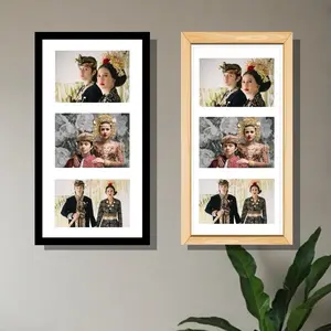 CETAK 3 FOTO KOLASE BINGKAI PAPAN MDF 15x30 LAMINASI GLOSSY FREE EDIT