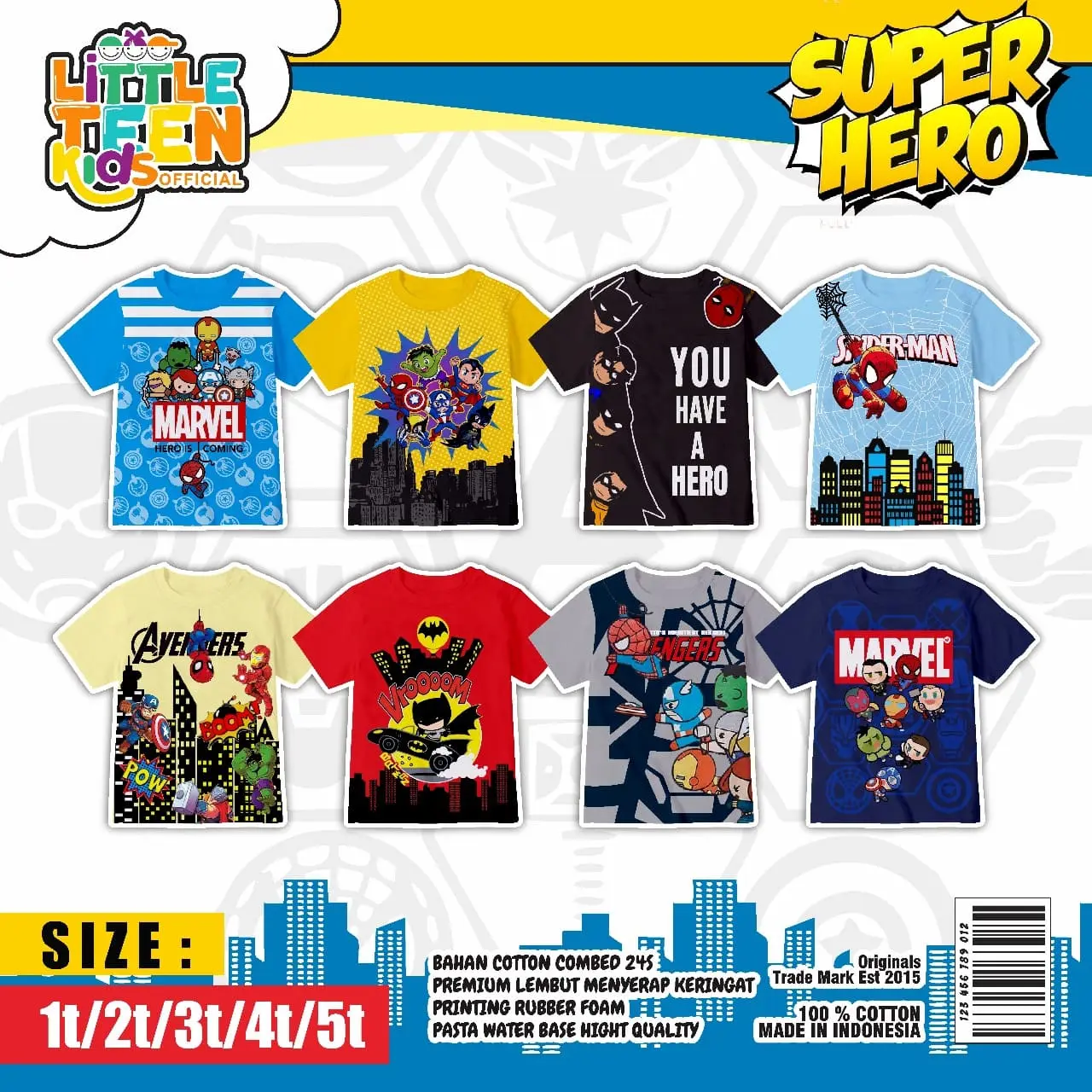 KAOS ANAK LITTLE TEEN KIDS SUPERHERO SERIES