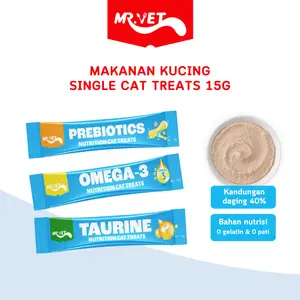Mr.Vet - SINGLE Cat Treats 15gr 1-50pcs  Omega 3, Prebiotik, Taurine