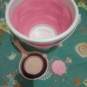 Ember Lipat Portable 10L Silikon / Ember Traveling Naik Umroh Haji ke Mekkah / Flexible Hemat Tempat Gagang