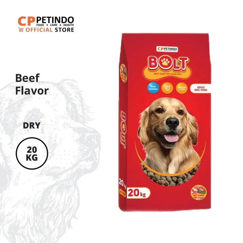 Makanan Anjing Bolt Beef Dog Food - 20 Kg Kibble Bulat 0