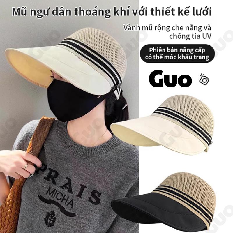 Mũ Chống Nắng Rộng Vành Có Móc Đeo Mặt Nạ Dành Cho Nữ Vành Cực Lớn Chống Tia UV Khóa Kim Loại Có Thể Điều Chỉnh Thiết Kế Thoáng Khí