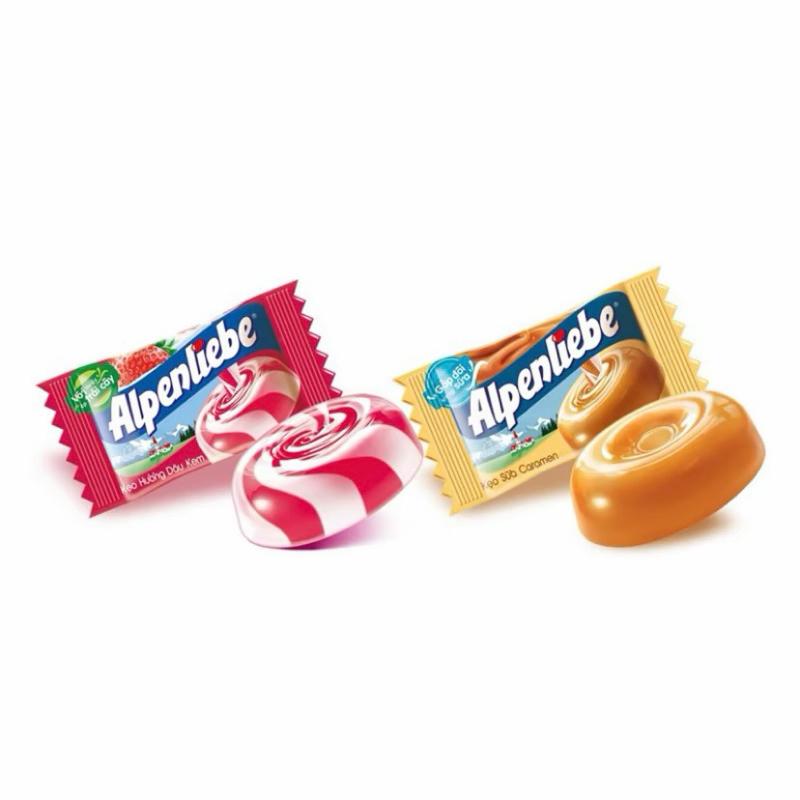 Kẹo alpenliebe dâu sữa caramen sữa hương Kem quả mọng kẹo trái cây mentos 