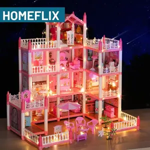 Rumah Boneka Castle 3D Princess Big Villa DIY Rumah Boneka Mainan Anak Rakit