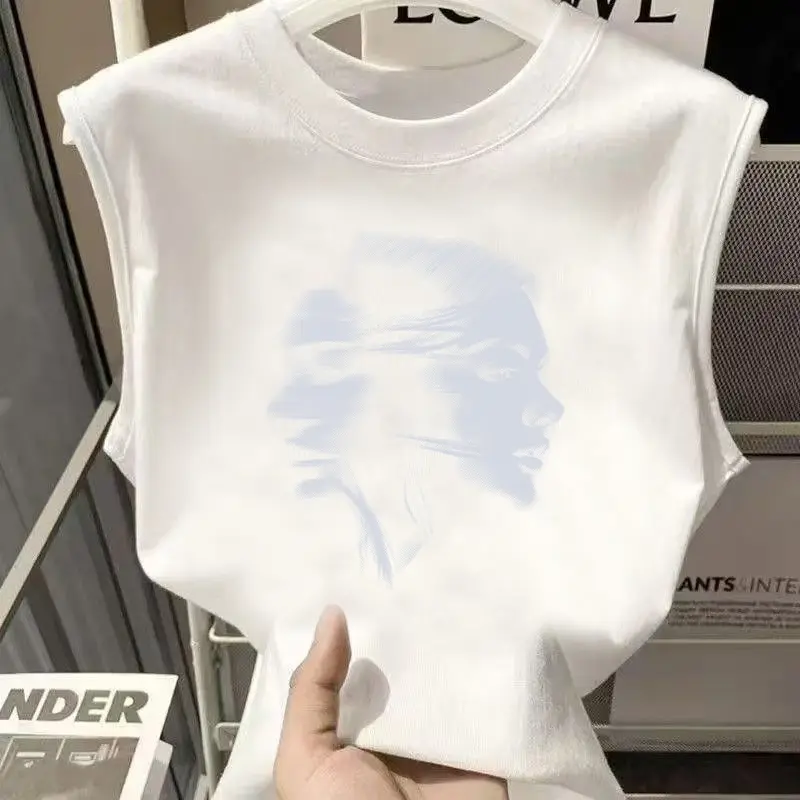 Kaos Pasangan Gaya Amerika Musim Panas yang Trendi, Kaos Tanpa Lengan Kasual Serbaguna, Cetak Huruf, Rompi Unisex, Potongan Longgar, Atasan Pria dan Wanita Gaya Terbaru 2026, Rompi Olahraga