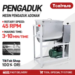 Tonivaso Mesin Pengaduk Adonan Mie Horizontal | 5-15KG, Cocok Adonan Padat Berat - Original Terbaik Lenodi Pengaduk Adonan Multifungsi Kapasitas Besar