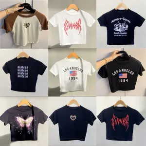 KM COLLECTION92 ATASAN WANITA Knitwear Crop Tee print Baju