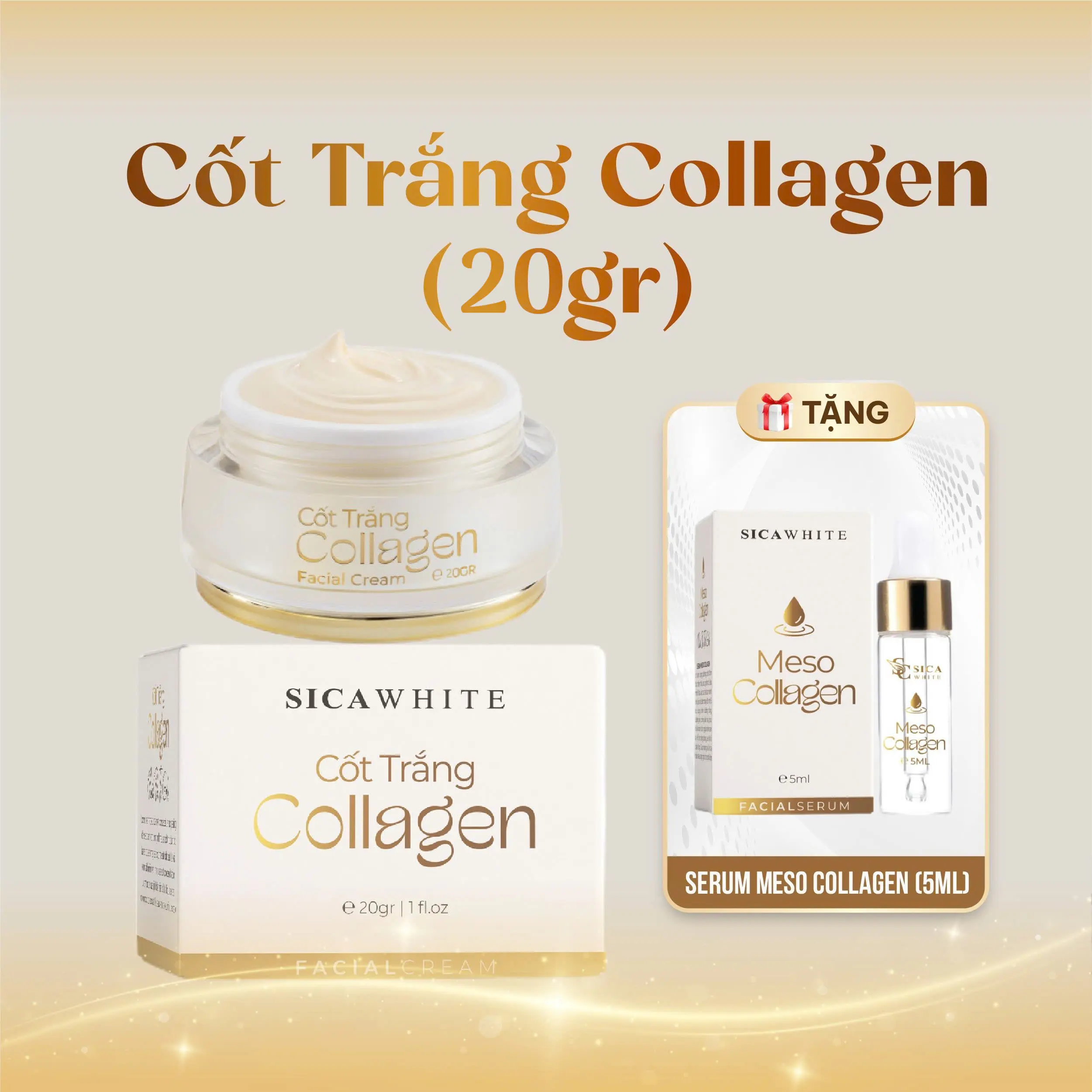 [D1][Cao Cấp] Kem Cốt Trắng Collagen (20Gr) Tặng Serum Meso Collagen (5ml) I Hỗ Trợ Chăm Sóc Da Nám, Hỗ Trợ Da Không Đều Màu