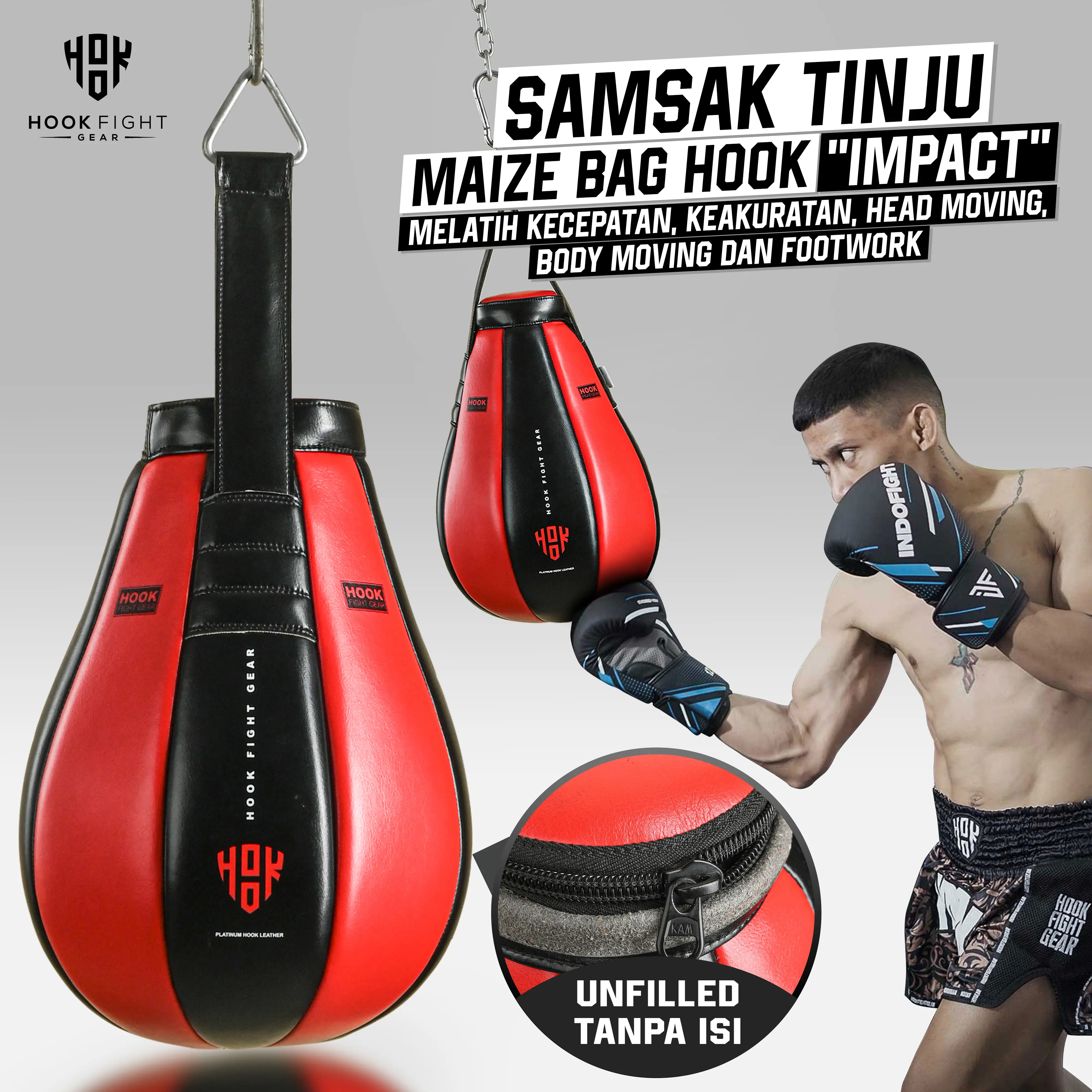 Samsak Tinju Maize Bag Hook Samsak Tinju Gantung Hook Sansak Muay Thai Punching Bag Taekwondo Sandsack Silat Sarung Samsak Karate