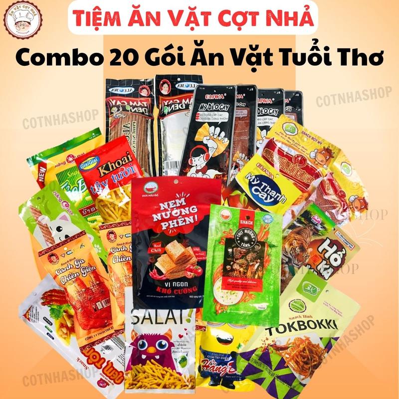  20 Gói Snack Ngẫu Nhiên Các Loại Ăn Vặt Tuổi Thơ Đồ Ăn Vặt Cổng Trường Thơm Ngon đồ ăn vặt đồ ăn vặt 1k snack food 