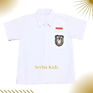 Baju SD Putih Pendek / Baju Seragam Sekolah SD Putih Lengan Pendek Anak Bordir