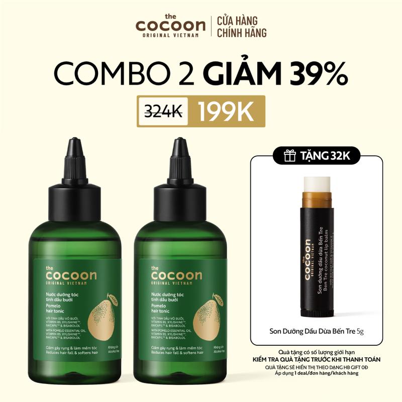 COMBO 2 Nước dưỡng tóc tinh dầu bưởi Cocoon giúp giảm gãy rụng & làm mềm tóc 140ml