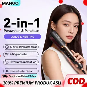 MONGOMAN Catokan 2-in-1 untuk Rambut Keriting dan Lurus Cocok untuk Keriting Pemanasan Cepat 4 Level Suhu Catokan Rambut Alat 2-in-1 untuk Lurus dan Keriting MG-459 PTC