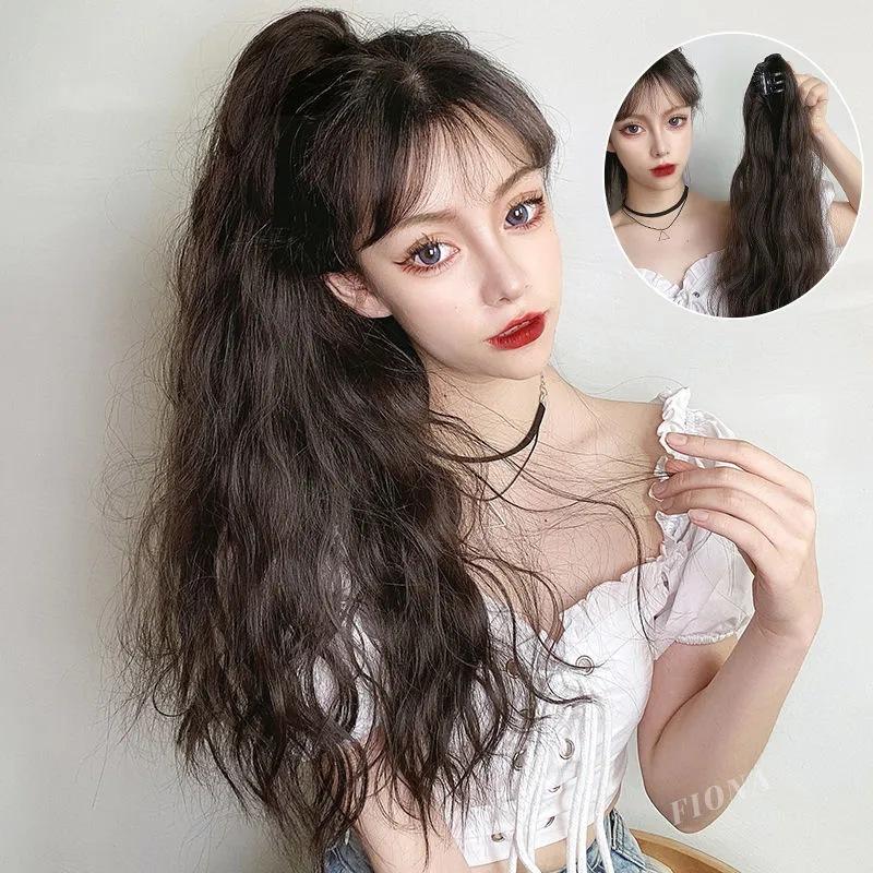 Fashion Grab Clip Wigs Hair invisible Ponytail Head Extension Waterfall Synthetic Long wig 8