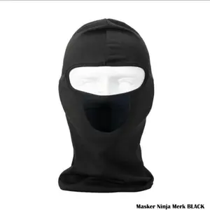 Masker Baf Ninja Full Face Balaclava Hitam Polos untuk Pria Bahan Katun & Spandeks Nyaman Tidak Terawang Anti Panas