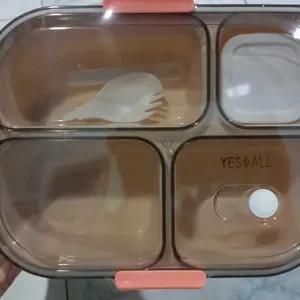 YESALL Lunch Box 1200ml Kotak Makan Bento 4 Sekat Estetik Korea Anti Bocor Sehat Tempat Bekal Makanan – Ocean Blue / Latte Beige / Sakura Pink / Teal Blue / Green / Moca
