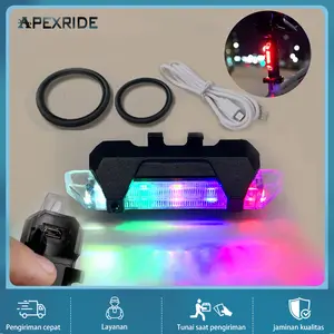 Lampu Belakang Sepeda LED Universal Multiwarna Lampu Hias Sepeda Lampu Belakang Peringatan Keselamatan Rechargeable Bicycle Tail Comet LED Laser Bicycle Turn Signal Bike Light  Mata Flash