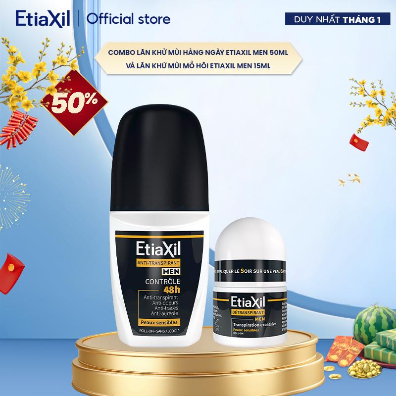  Combo Lăn Khử Mùi Hàng Ngày Etiaxil Men 50ml và Lăn khử mùi mồ hôi dành cho nam giới Etiaxil Men 15ml 
