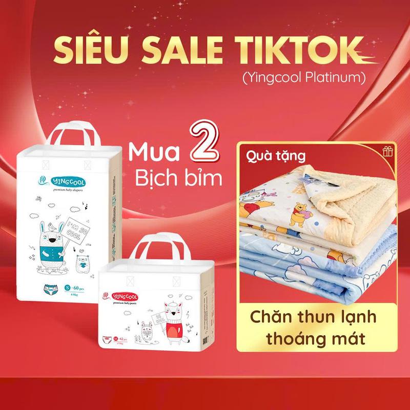 [ TẶNG Chăn Thun Lạnh Thoáng Mát - Combo 2b ] ĐQ Bỉm YINGCOOL Size NB64/SD60/MD56/MQ50/L48/XL44/XXL42/XXXL40