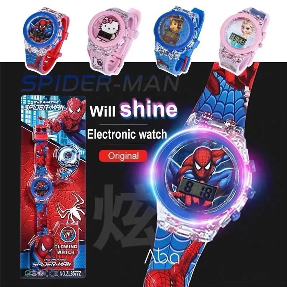 YANKUN Unicorn Watches for Kids Girls Spider Man Watch Night Light Digital Watch for Children's Sport Boys LED Light Watch