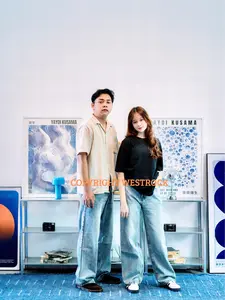 Falh.ltd - Celana Jeans wide leg gombrong  Pria Dan Wanita Wisker Snow Whait 022