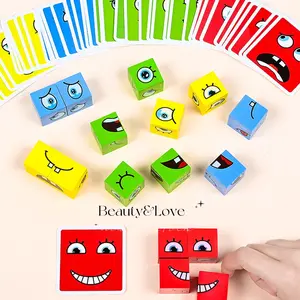 (kotak kertas+bel) Mainan Anak Susun Ekspresi Muka Mainan Puzzle Anak Family Game Permainan Toys Blok Kubus SNI Kartu