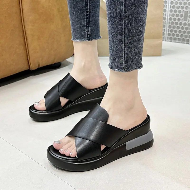 Sandal Wedges Wanita Fashion Viral Kekinian 2024 - Ukuran 37-42, Tinggi Hak 5 Cm - Sendal, Cewek Perempuan wedge  sandals 2
