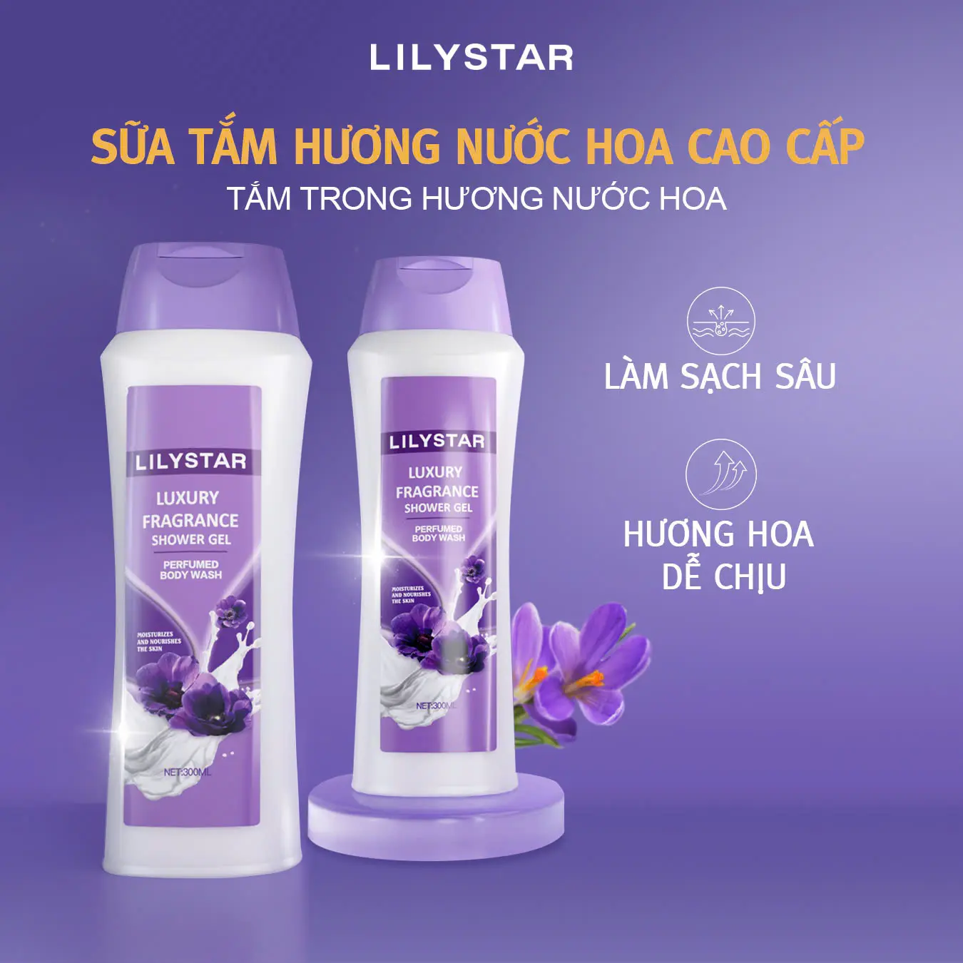 LILYSTAR Sữa Tắm Hương Nước Hoa Lilystar - Mùi Hương Tinh Tế, Dưỡng Ẩm & Làm Sạch Sâu, Phù Hợp Mọi Loại Da, Giúp Da Mềm Mịn, Thơm Mát Cả Ngày