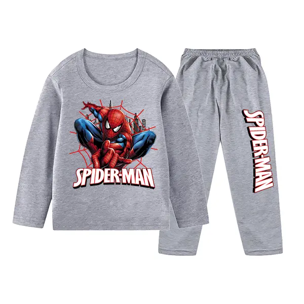 Setelan Baju Tidur Anak Gambar Spiderman Piyama Ukuran 1 Sampai 10 Tahun Polyester Soft laki 7–10 Laki-Laki Lengan Perempuan Cotton 7