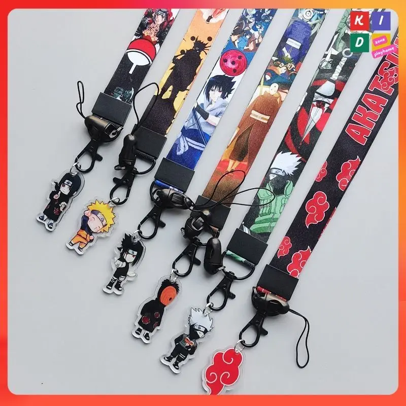 Naruto Anime Akatsuki Lanyard Neck Strap Card Holder ID Key Chain Phone Charm Chain Anti-lost Decoration