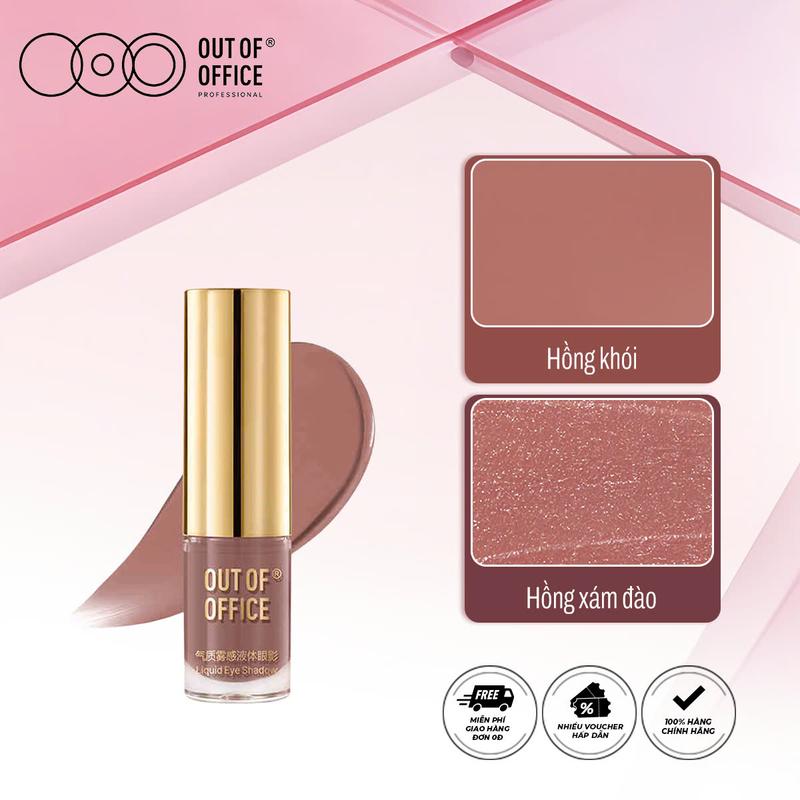 Phấn Mắt Dạng Lỏng Có Nhũ Out Of Office Chất Phấn Bám Tốt , Có Nhũ Sáng Lấp Lánh,  Màu Sắc Trending , Kháng Nước , Dễ Tán Không Gây Bết
