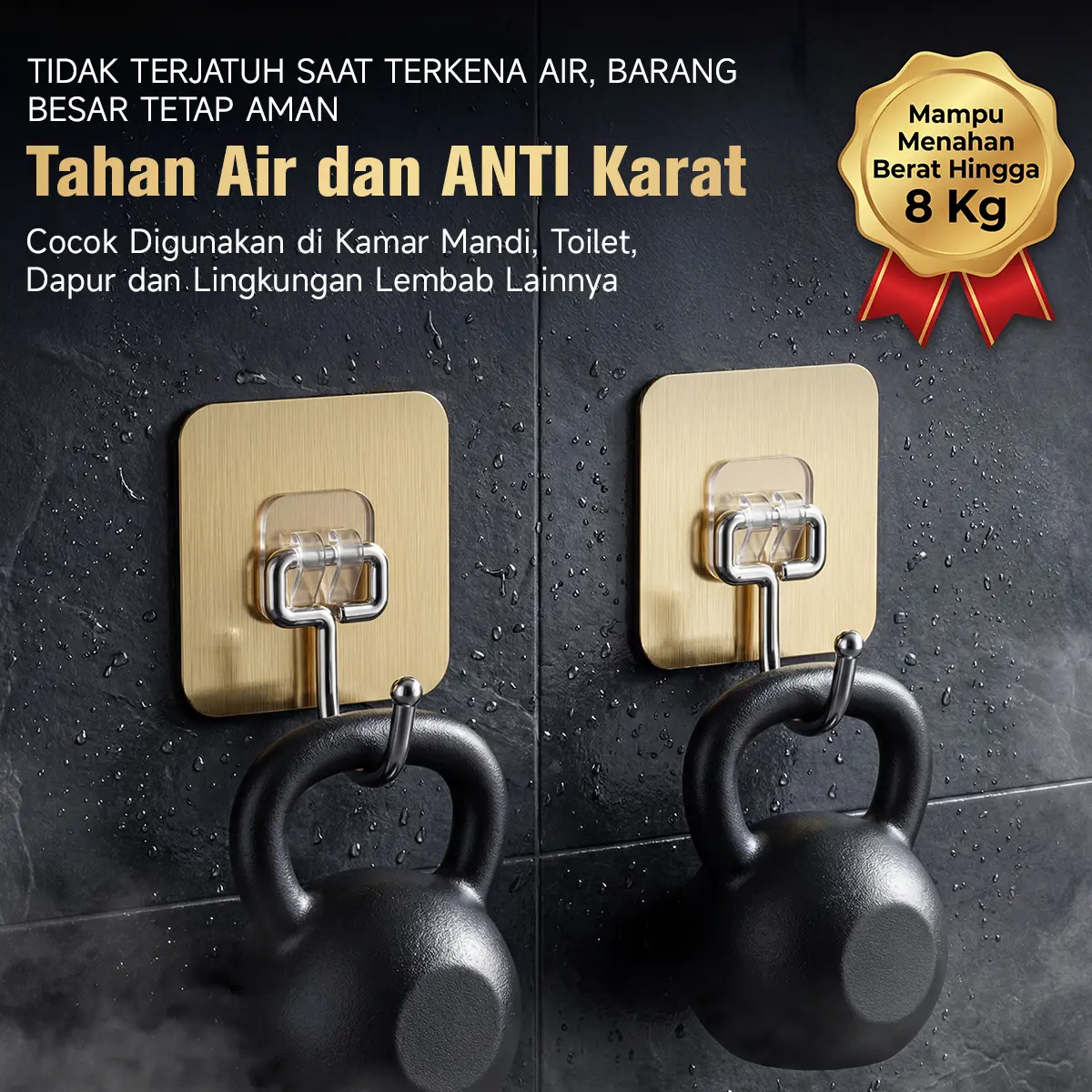 BROCIN Gantungan Kait Emas Premium Anti Karat & Air - Hook Dinding Tempel Kuat Minimalis Dapur Toilet Serbaguna(J003)