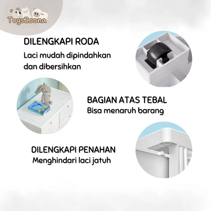 ToysZoona Lemari Plastik Pakaian Laci Susun Plastik Rak Susun Penyimpanan Lemari Pakaian Plastik Furniture 3