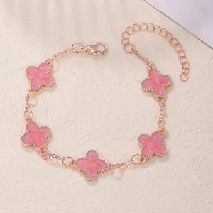 SC - Gelang Tangan Cantik Lucky Four Leaf Clover Gelang Fashion Wanita Cantik