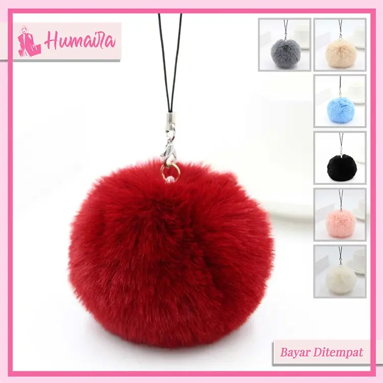 HUMAIRA Gantungan Handphone Cantolan HP Pompom Bulu - CC020