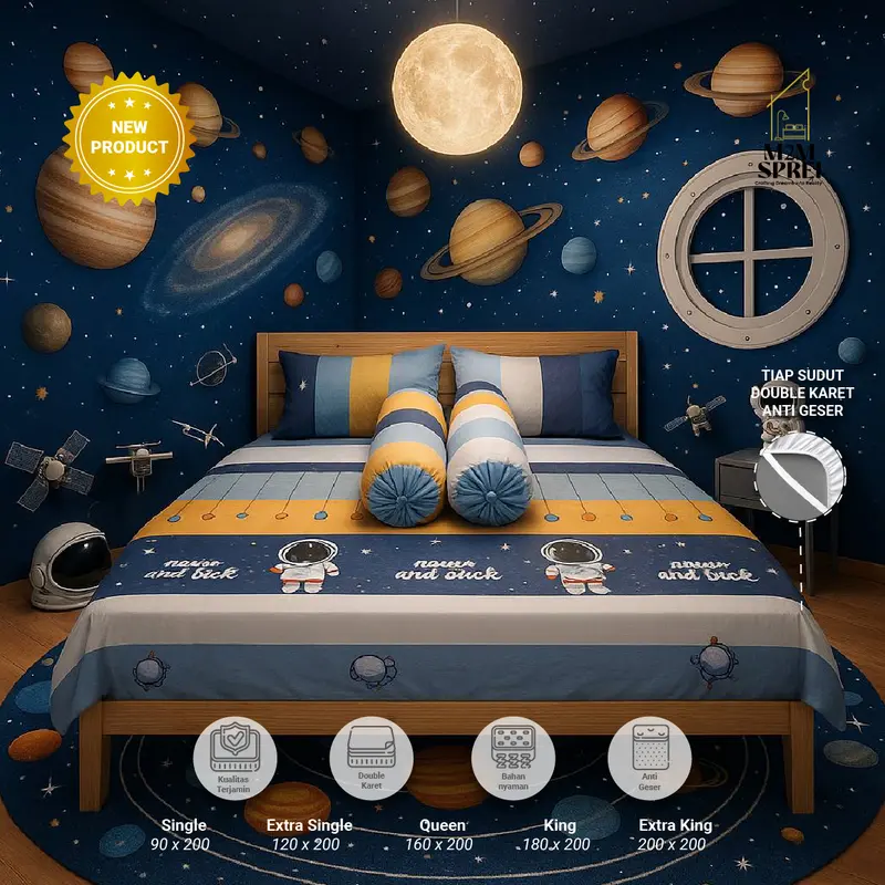 Tinggi 30 CM Sprei Double Karet Fullset Motif Bunga Geometris Queen 160x200, King 180x200, Extra King 200x200 2
