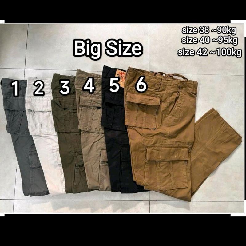  Quần Dài Big Size Kaki Túi Hộp Nam 90kg 95kg 100kg Size 38 40 42 Vải Dày Dặn Mềm Mịn Thoáng Mát Phong Cách Ống suông 