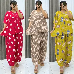 ONESET VNECK JUMBO | PIYAMA JUMBO RAYON CELANA PANJANG | SETELAN CELANA PANJANG JUMBO VNECK LD 130