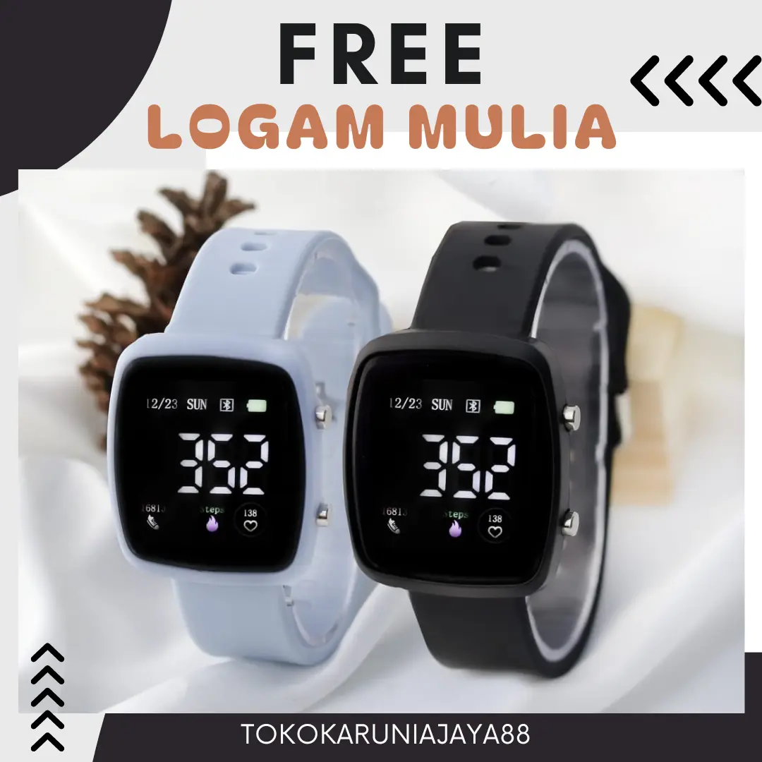 FREE LM Jam Tangan Pria Wanita LED Digital Rubber Couple Anak Remaja Fashion RM015 Karet
