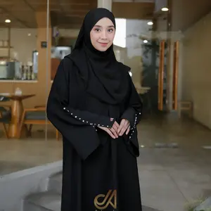 Jabayaska - Mazaya Abaya Forzaleta Gamis Lebaran Dress Hitam Muslim Simple Basic Arab Tangan Mewah Casual Wanita Lembut Dewasa Syari Kaftan Putih Umroh Remaja Turki