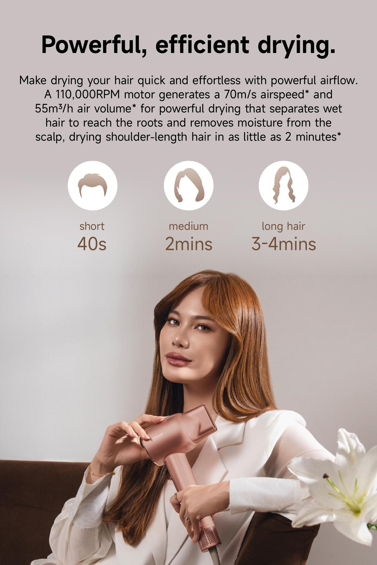 Dreame Hair Glory Hair Dryer Pengering Rambut | Kecepatan Tinggi 2 Menit Cepat Kering | Perawatan Rambut dengan Esensi dan 300 Juta Ion Negatif Hairdryer| 2 Tahun Garansi Dreame Hair Glory Hair Dryer Pengering Rambut | Kecepatan Tinggi 2 Menit Cepat Kering | Perawatan Rambut dengan Esensi dan 300 Juta Ion Negatif Hairdryer| 2 Tahun Garansi