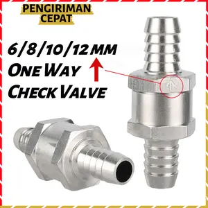Katup Satu Arah 6 8 10 12mm One Way Valve Aluminum Alloy Check Valve Paduan Aluminum Fuel Check Valve For Car & Motorcycle Vacuum Hose Gasoline Diesel Water Pump