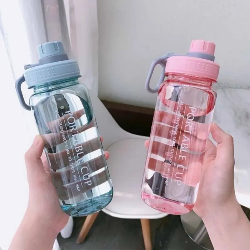 BOTOL MINUM 1000ML Bottles Water Portable Cup Viral - BZ 223 Hitam Kitchenware Warna Biru Pink dan Lainnya 2