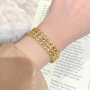 Gelang Tarikan Kekayaan, Bersalut Emas 18K, Tahan Warna Kekal kamassi titanium bangle
