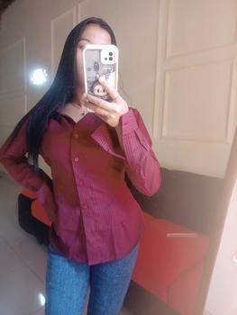 Product Review of Wispie Girl Boss Fitted Shirt | Kemeja kerja wanita fit garis stripe karet Lembut pink hijau biru from x**x 2