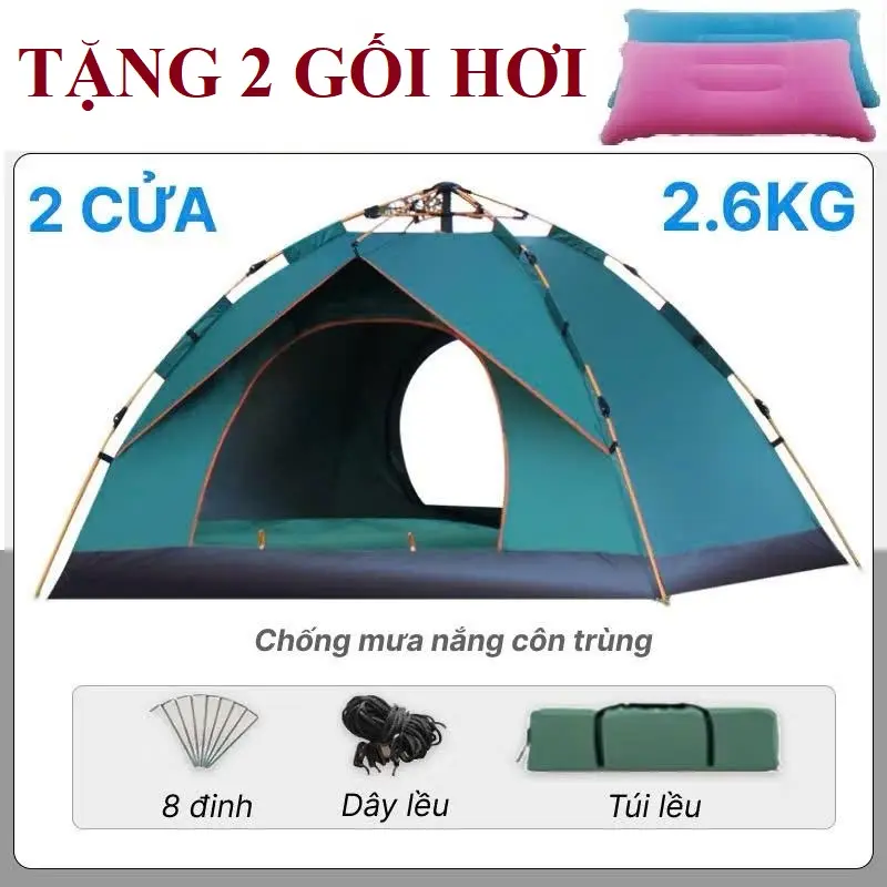 Lều Cắm Trại Dã Ngoại Tự Bung 4-6 người Chống Thấm Nước Chống Muỗi Nam - Tặng 2 Gối Hơi