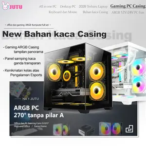 JUTU Casing Komputer Casing Motherboard M-Atx Lampu Rgb Gaming Transparan Sisi Desktop