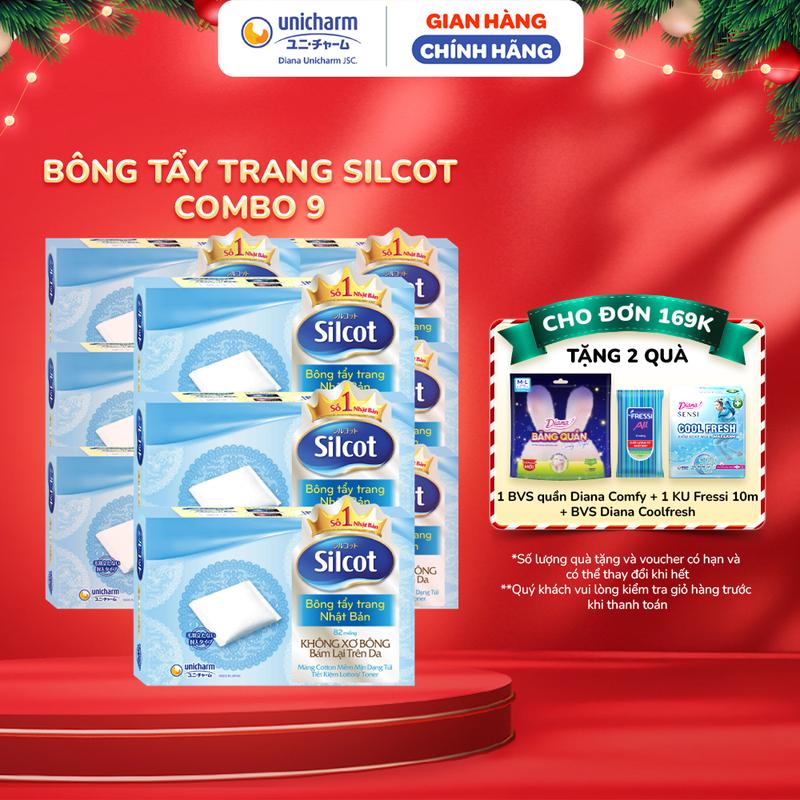 Combo 9 Hộp Bông Tẩy Trang Silcot 82 Miếng Hộp