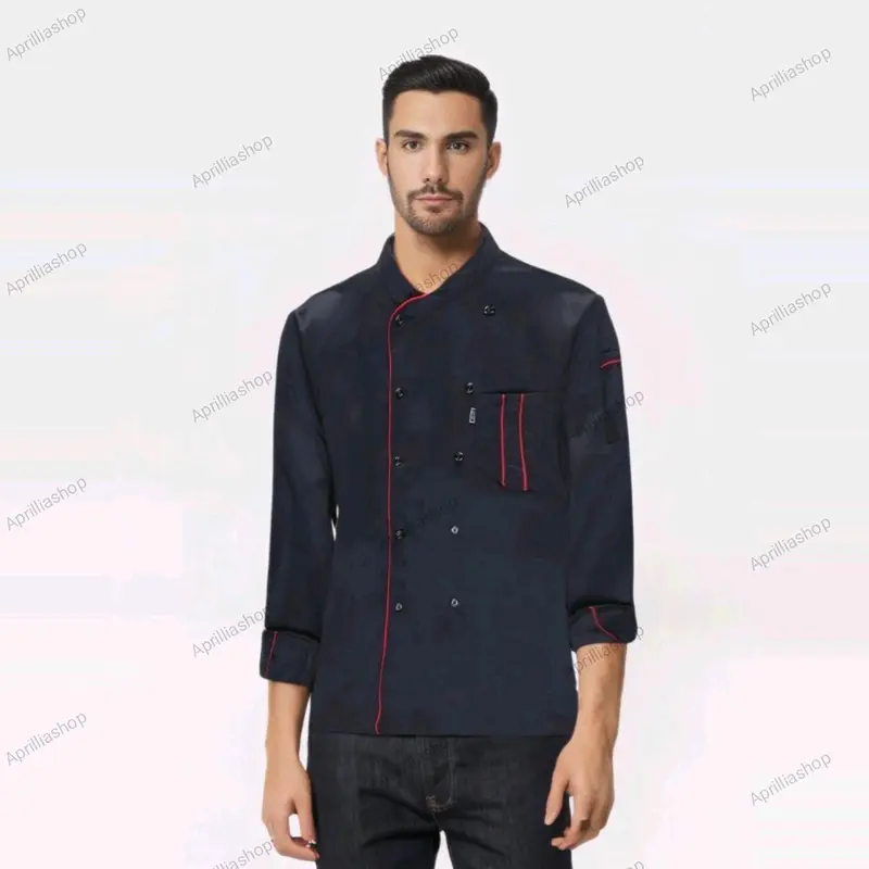 Baju Koki Seragam lengan panjang Koki Terlaris Hitam Putih Pria Wearpack Pendek Safety Atasan Katun Kerja 0