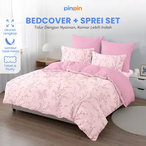 Bed Cover Set Sprei Pink Harmony Mix Baby Pink Microfiber Premium Ukuran Lengkap 180x200/160x200/120x200 - Pinpin Bedcover
